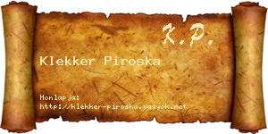 Klekker Piroska névjegykártya